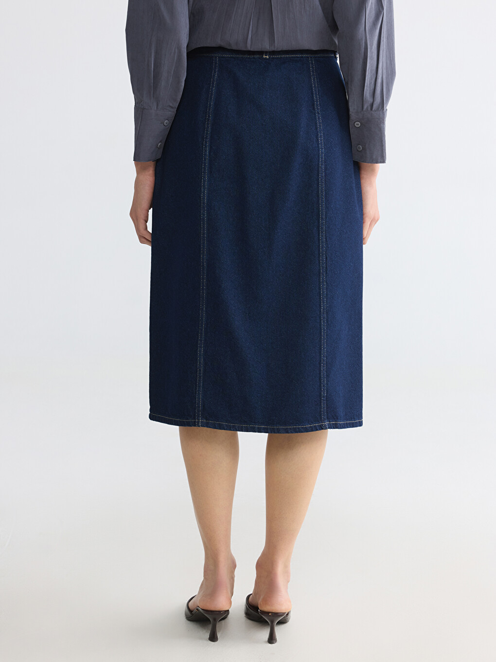 Regular Fit A-Line Jean Skirt-5