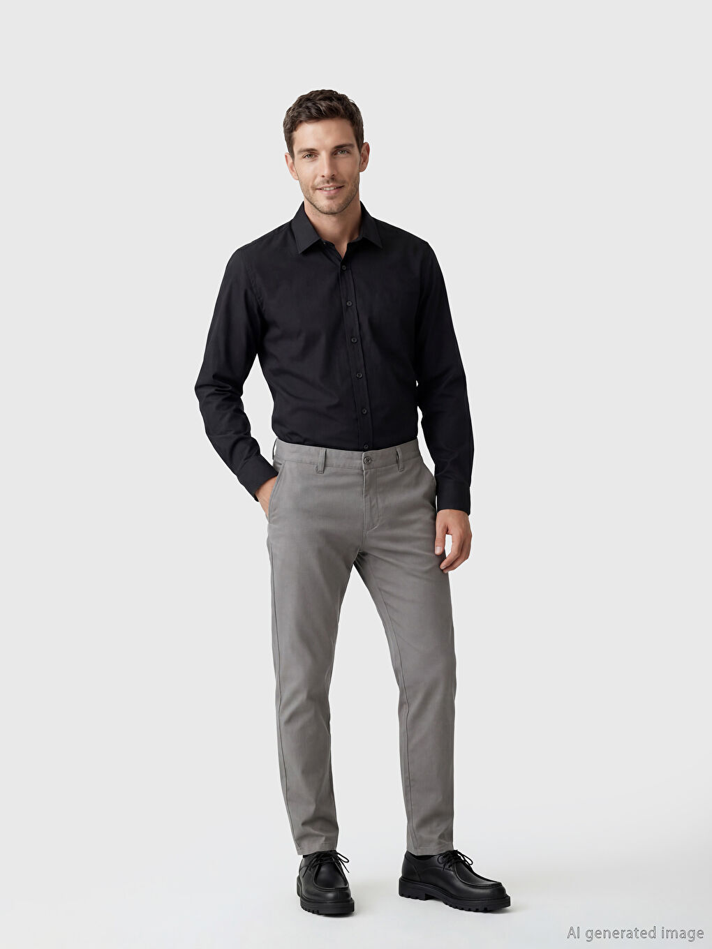 Siyah Regular Fit Erkek Gömlek-1