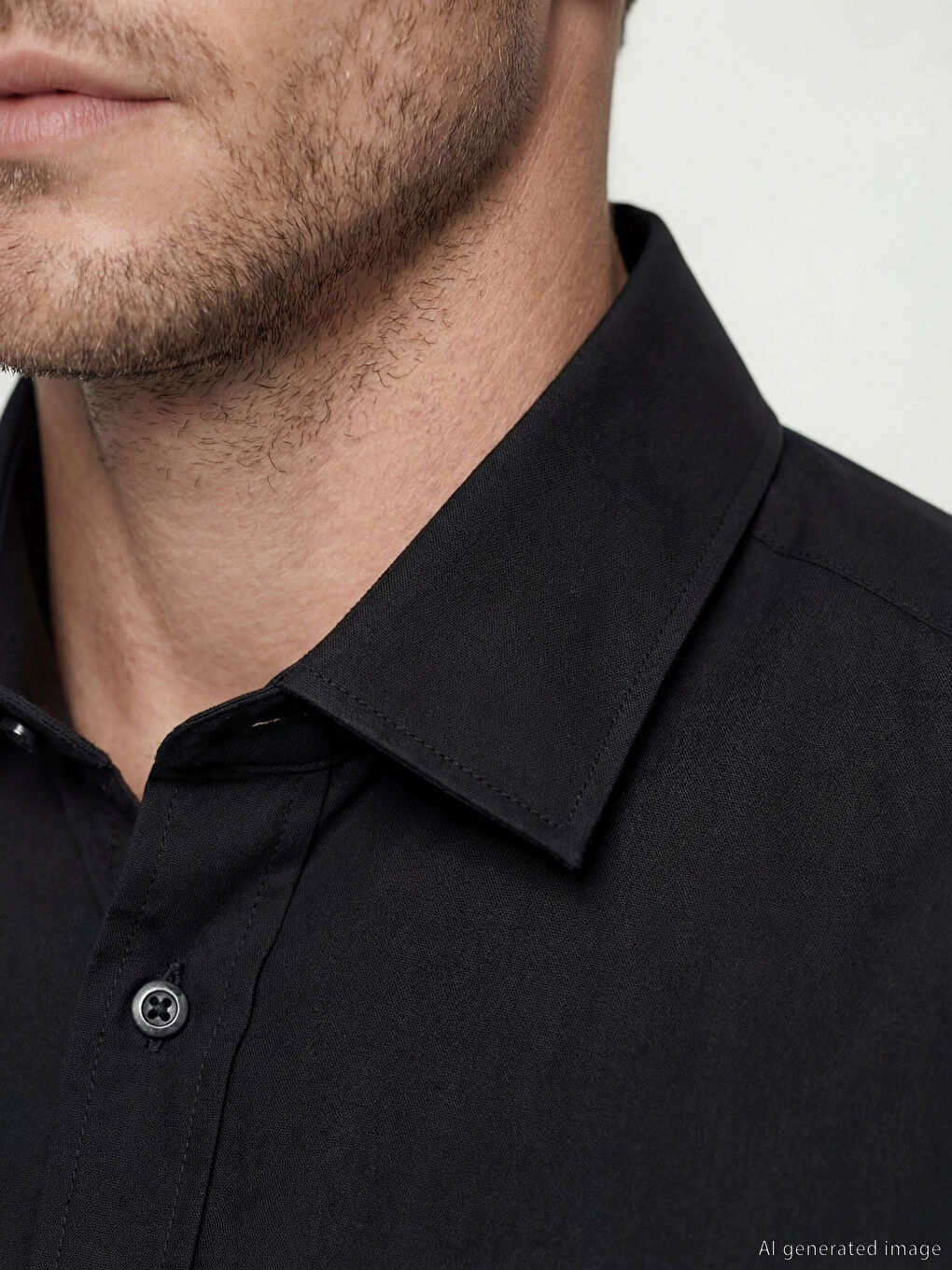 Siyah Regular Fit Erkek Gömlek-2