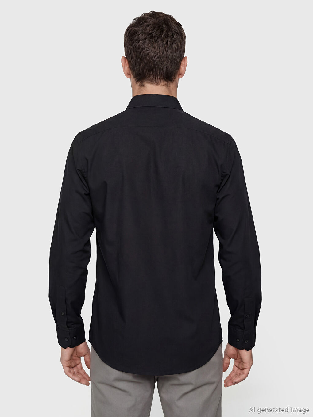 Siyah Regular Fit Erkek Gömlek-3