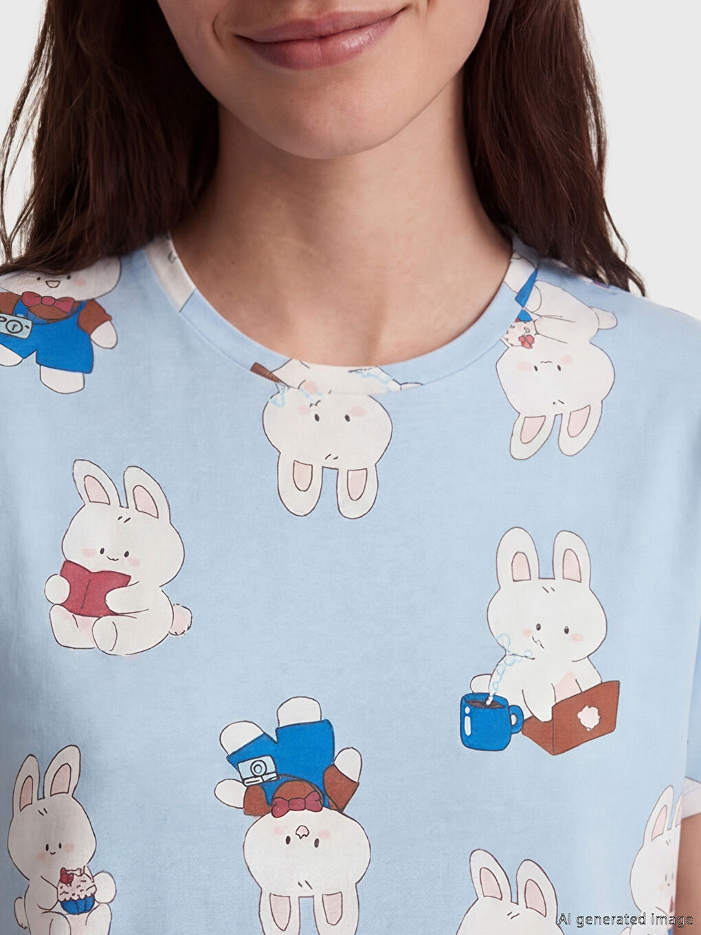 Ženska spavaćica sa okruglim izrezom i štampom-2