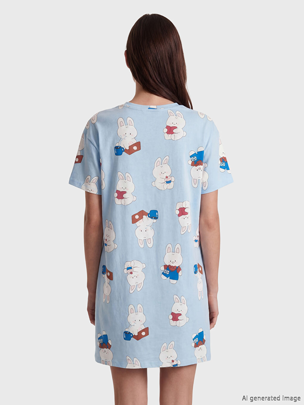 Ženska spavaćica sa okruglim izrezom i štampom-3