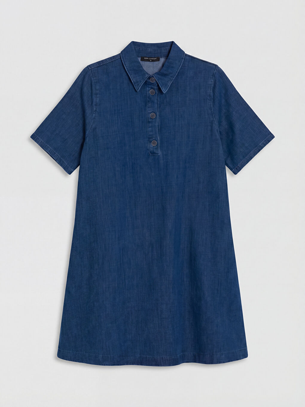 İndigo Gömlek Yaka A Kesim Mini Jean Elbise