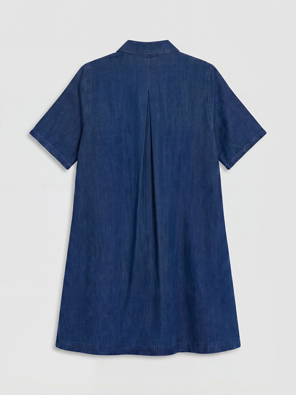 İndigo Gömlek Yaka A Kesim Mini Jean Elbise-1