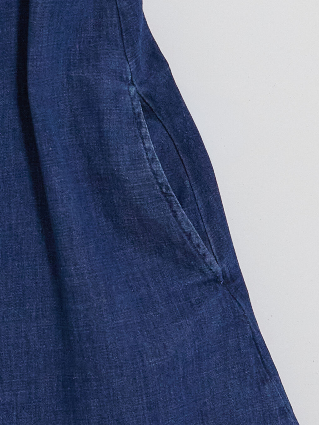 İndigo Gömlek Yaka A Kesim Mini Jean Elbise-3