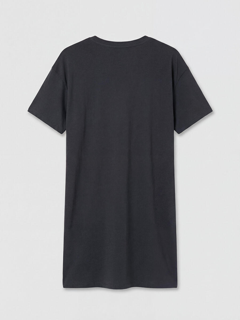 Antrasit Bisiklet Yaka Baskılı Kadın Gecelik-1