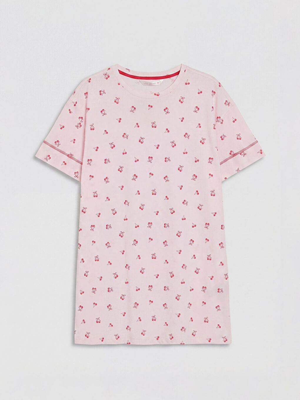 Pembe Kiraz Desenli Kadın Gecelik