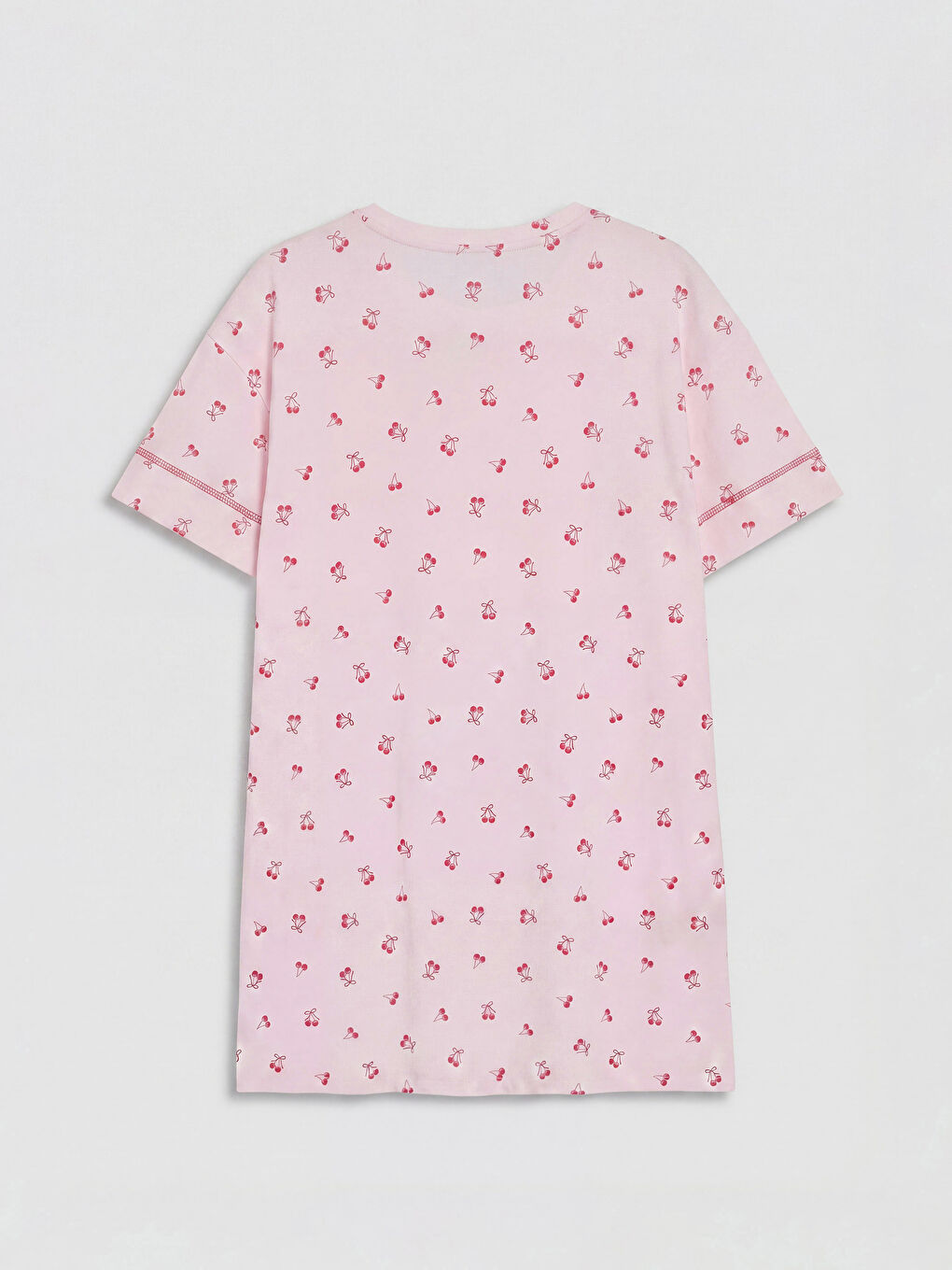Pembe Kiraz Desenli Kadın Gecelik-1