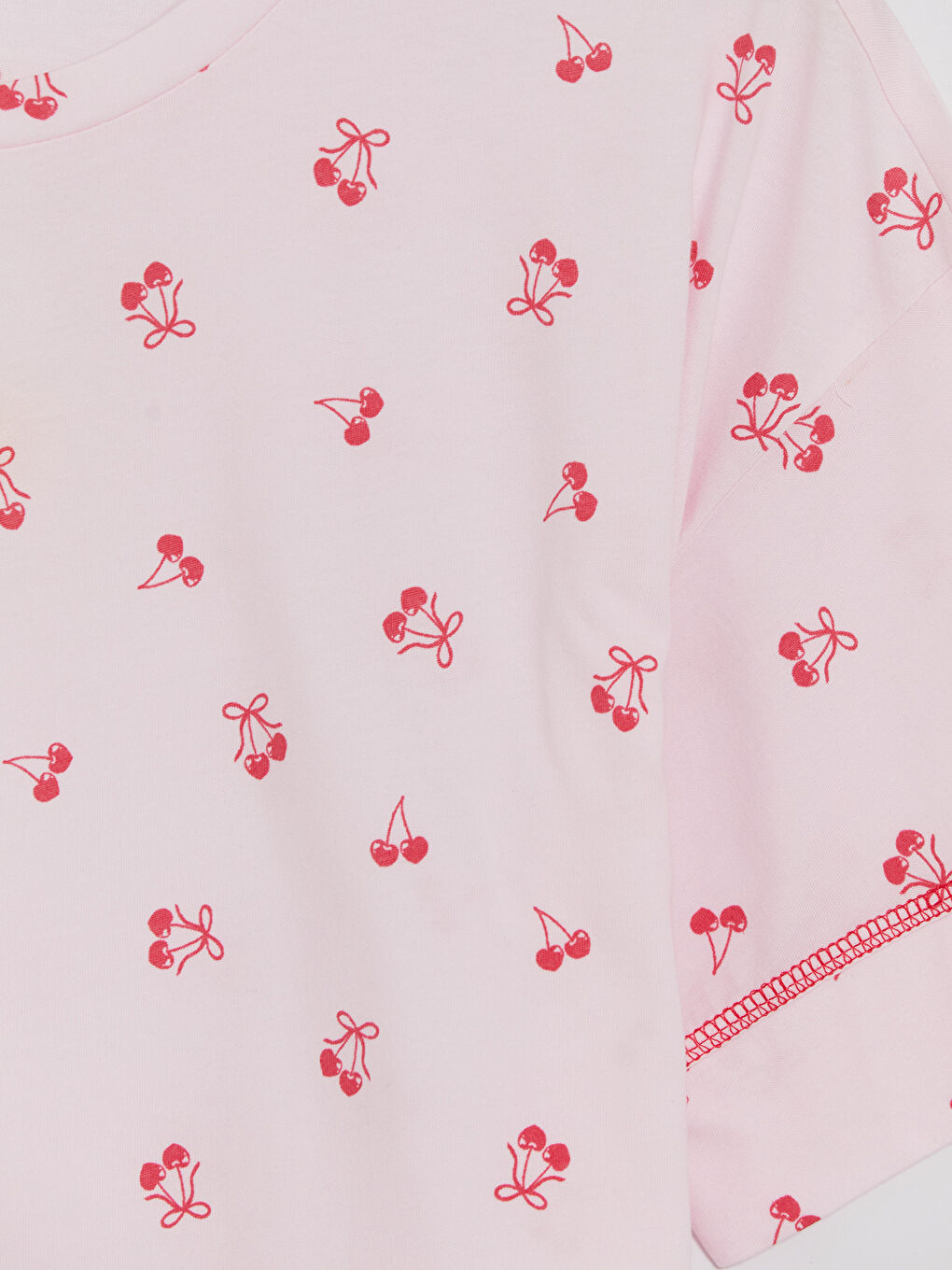 Pembe Kiraz Desenli Kadın Gecelik-2