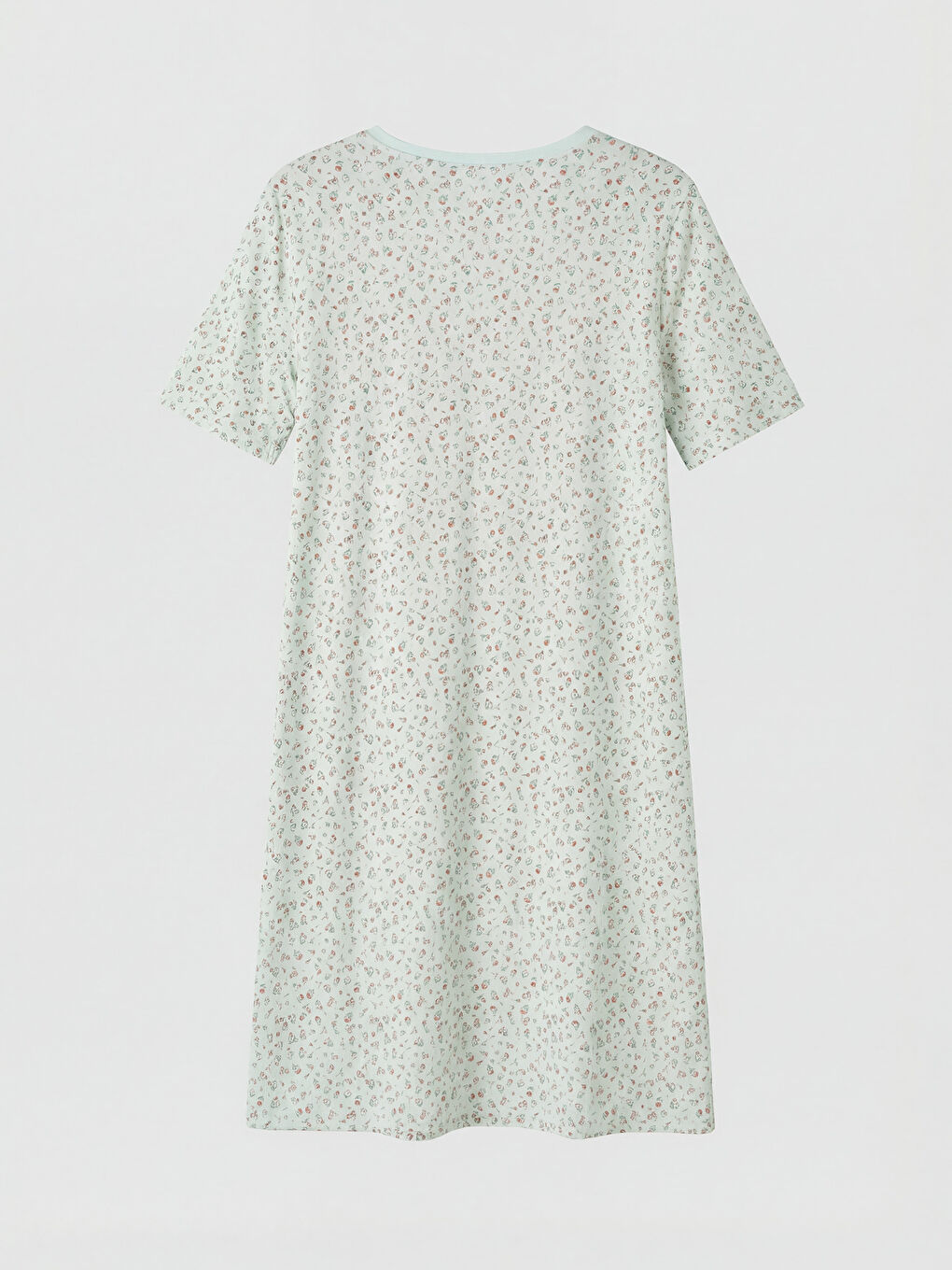 Yeşil Bisiklet Yaka Çiçekli Kadın Gecelik-1