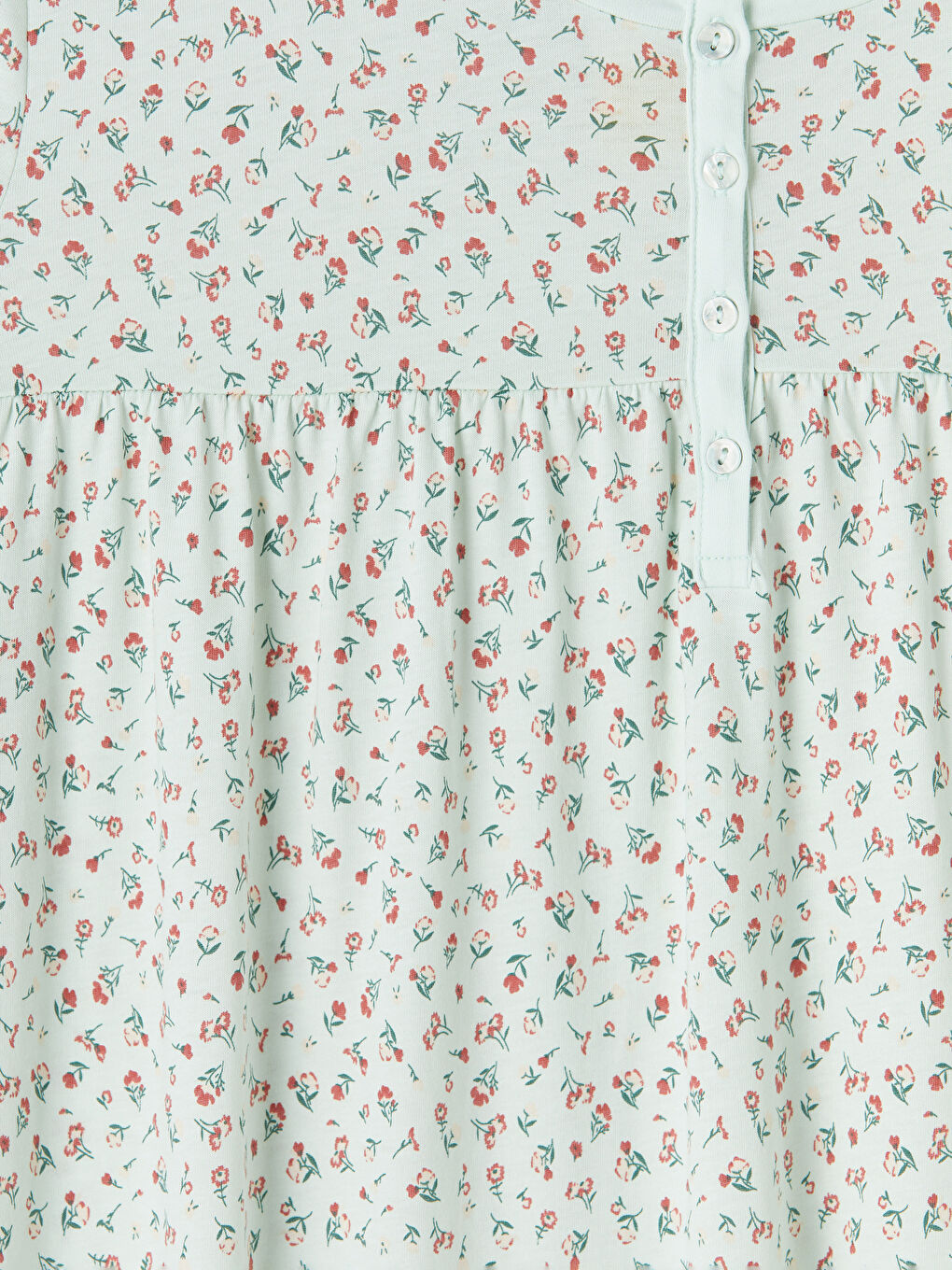 Yeşil Bisiklet Yaka Çiçekli Kadın Gecelik-2