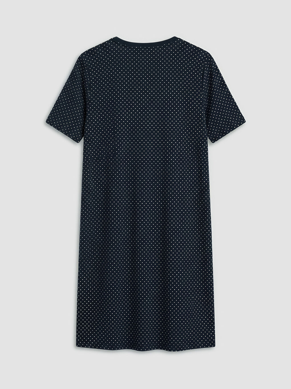 Lacivert Bisiklet Yaka Puantiyeli Kadın Gecelik-1