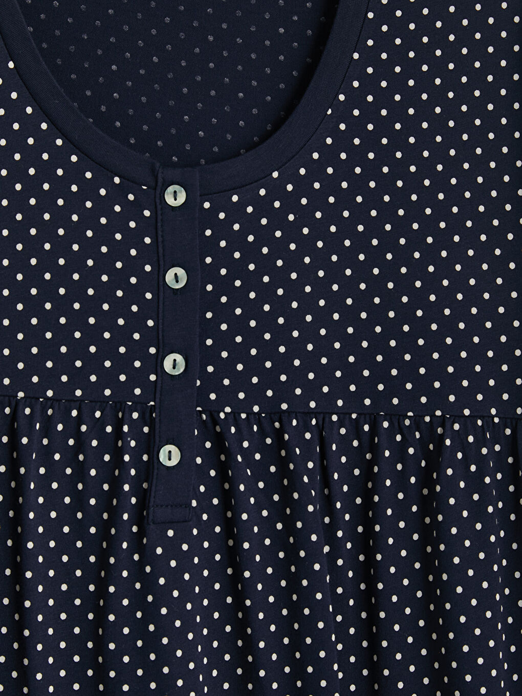 Lacivert Bisiklet Yaka Puantiyeli Kadın Gecelik-2