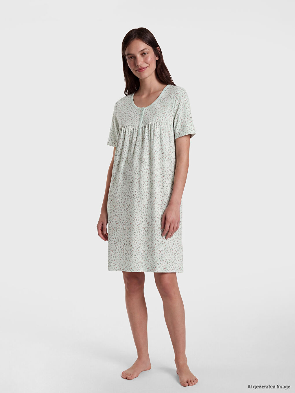 Crew Neck Floral Women's Nightdress