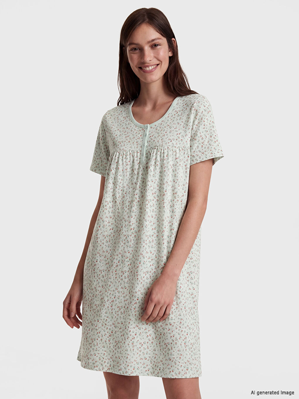 Crew Neck Floral Women's Nightdress-1