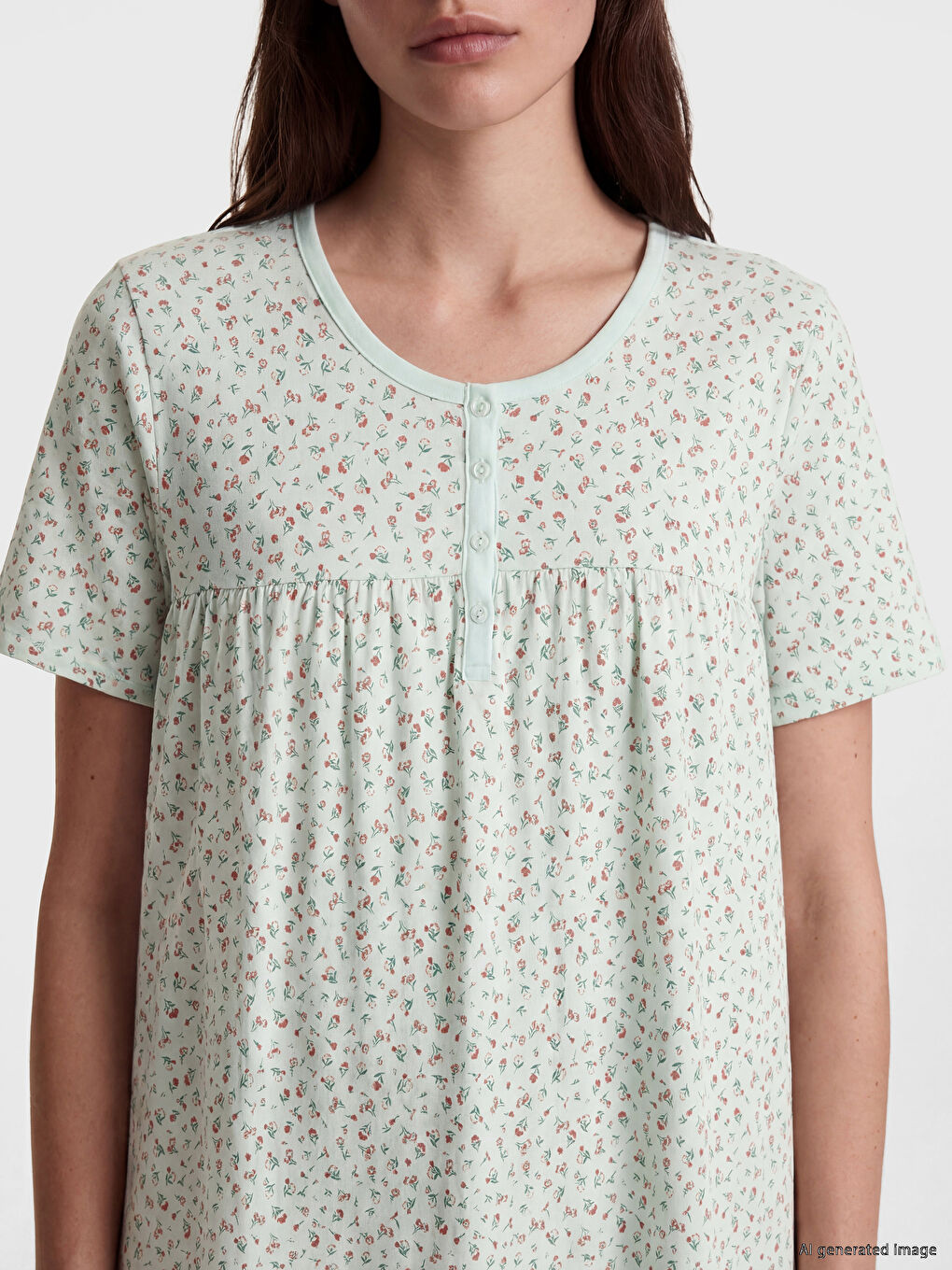 Crew Neck Floral Women's Nightdress-2