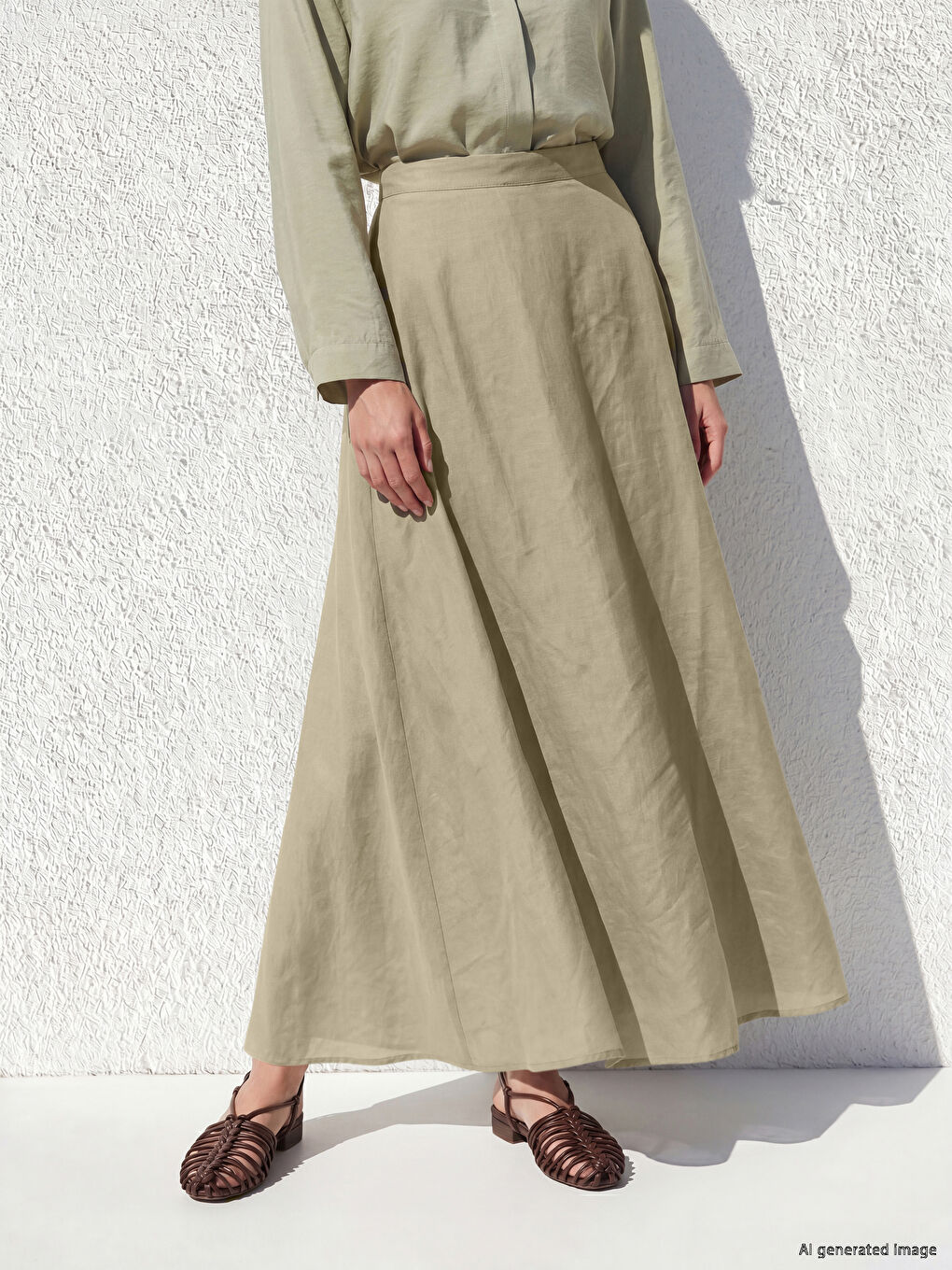 High Waisted A-Line Flared Skirt-1