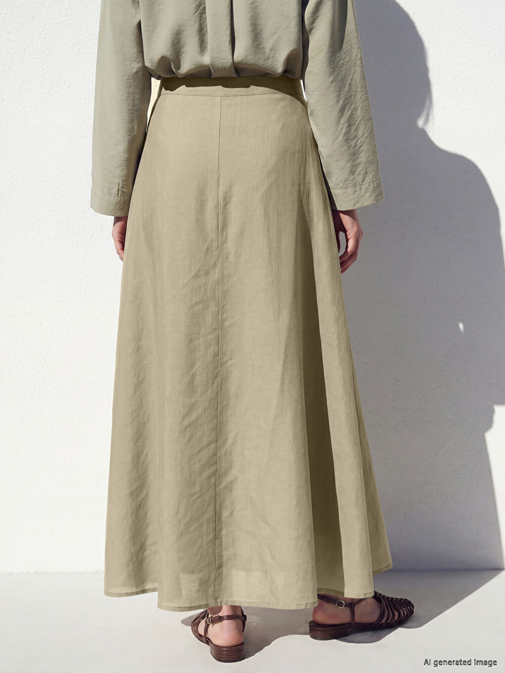 High Waisted A-Line Flared Skirt-3