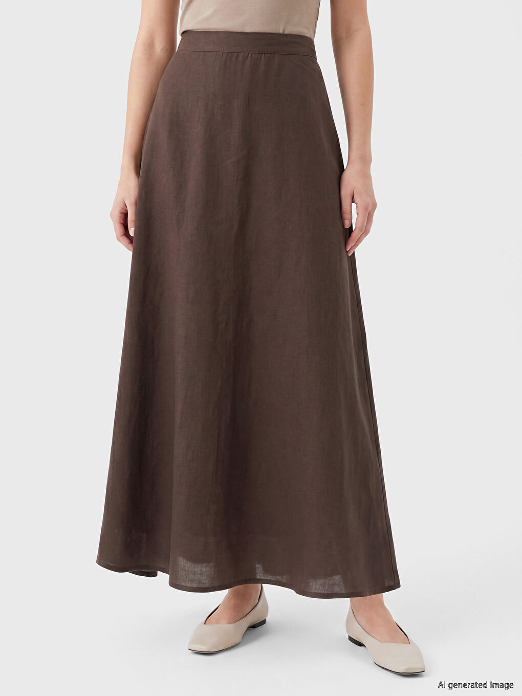 Antrasit Yüksek Bel A Kesim Kloş Etek-1