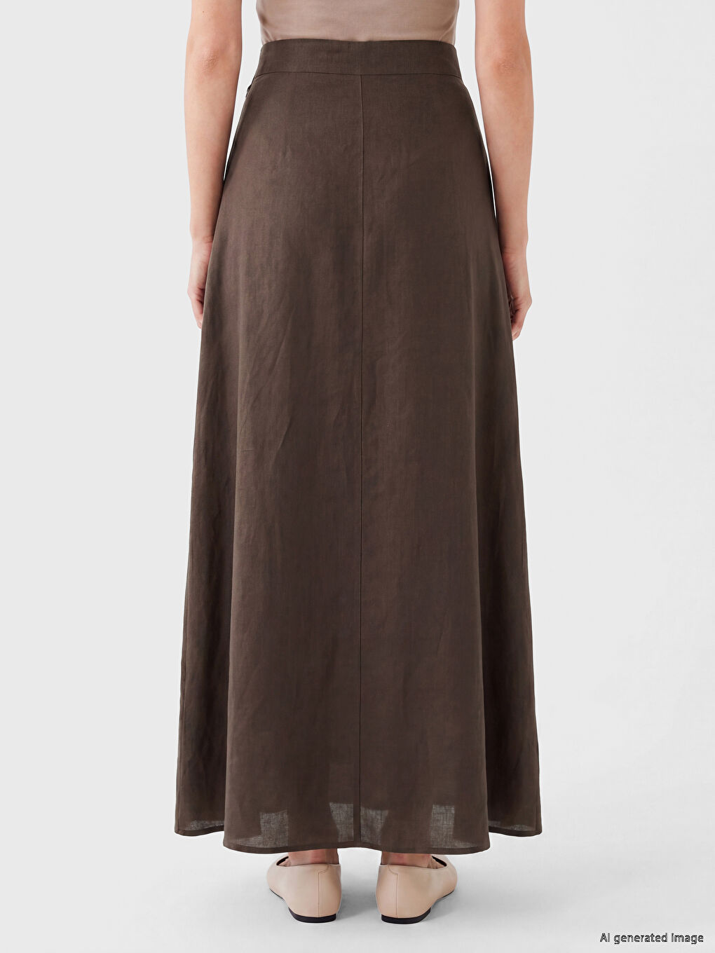 Antrasit Yüksek Bel A Kesim Kloş Etek-3