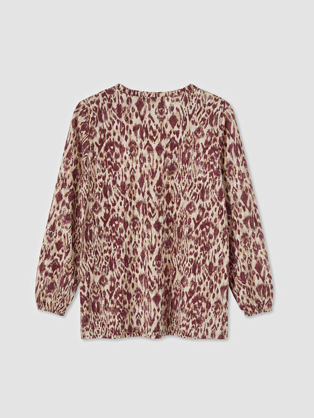 Bordo Kaçık Yaka Desenli Bluz-1