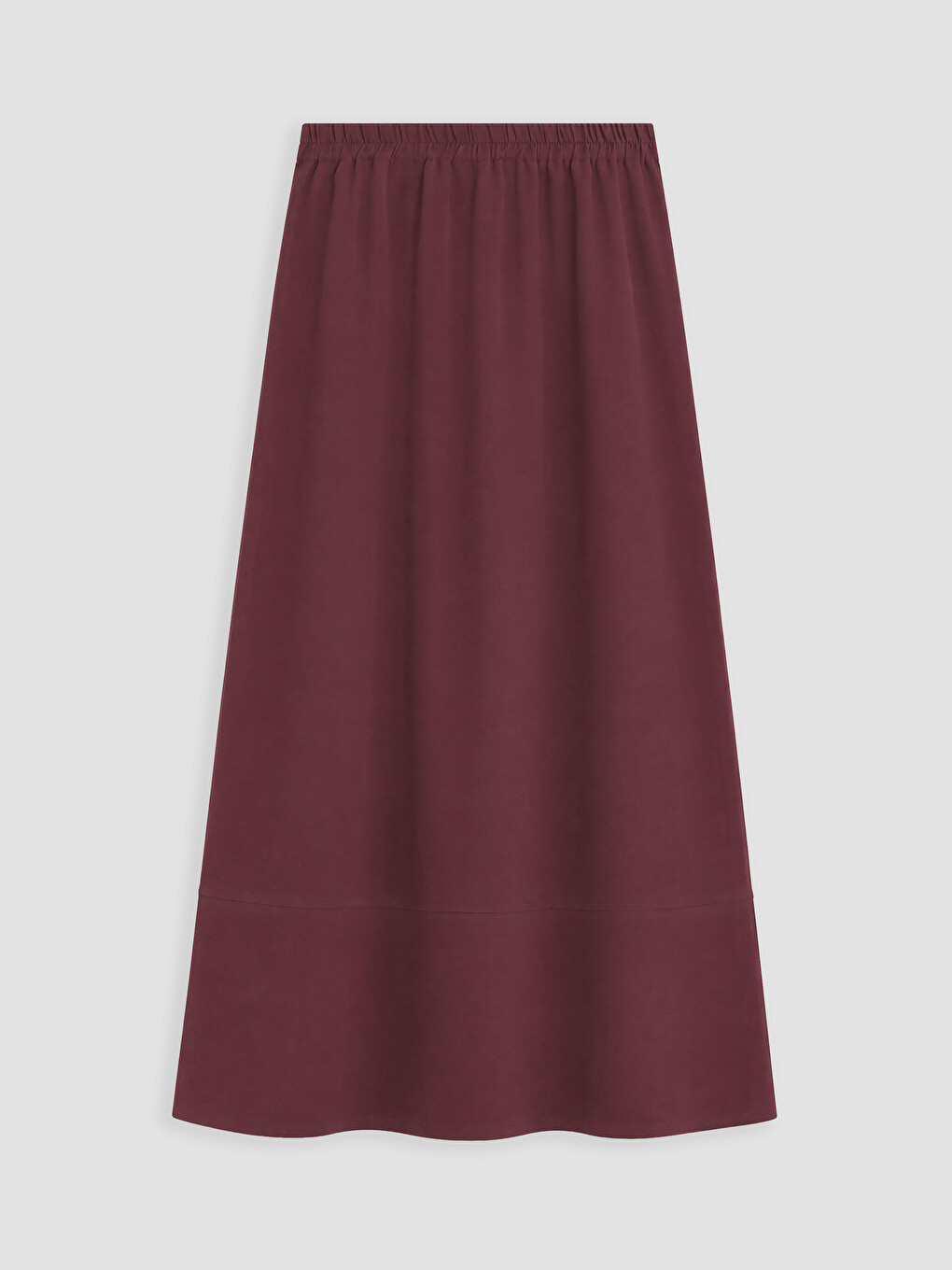 Bordo Beli Lastikli Modal Karışımlı Kloş Etek-2