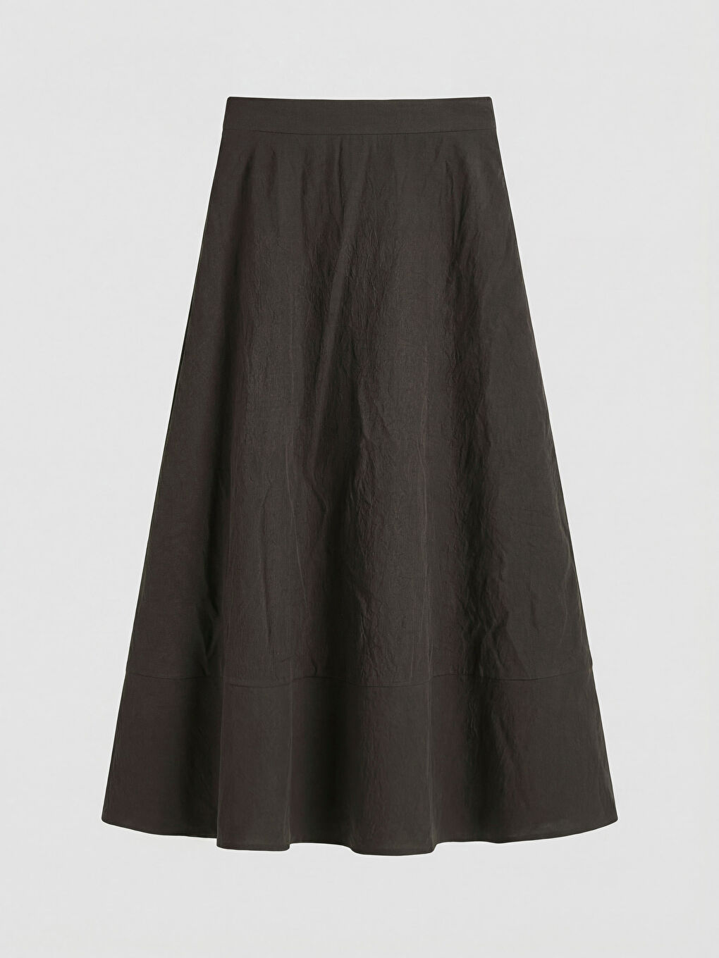 Kahverengi Beli Lastikli Modal Karışımlı Kloş Etek