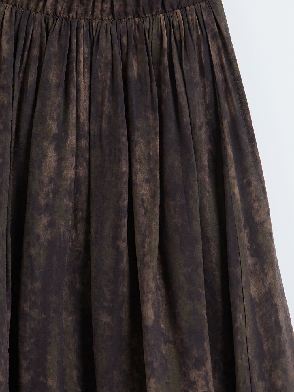 Kahverengi Beli Lastikli Desenli Kloş Etek-2