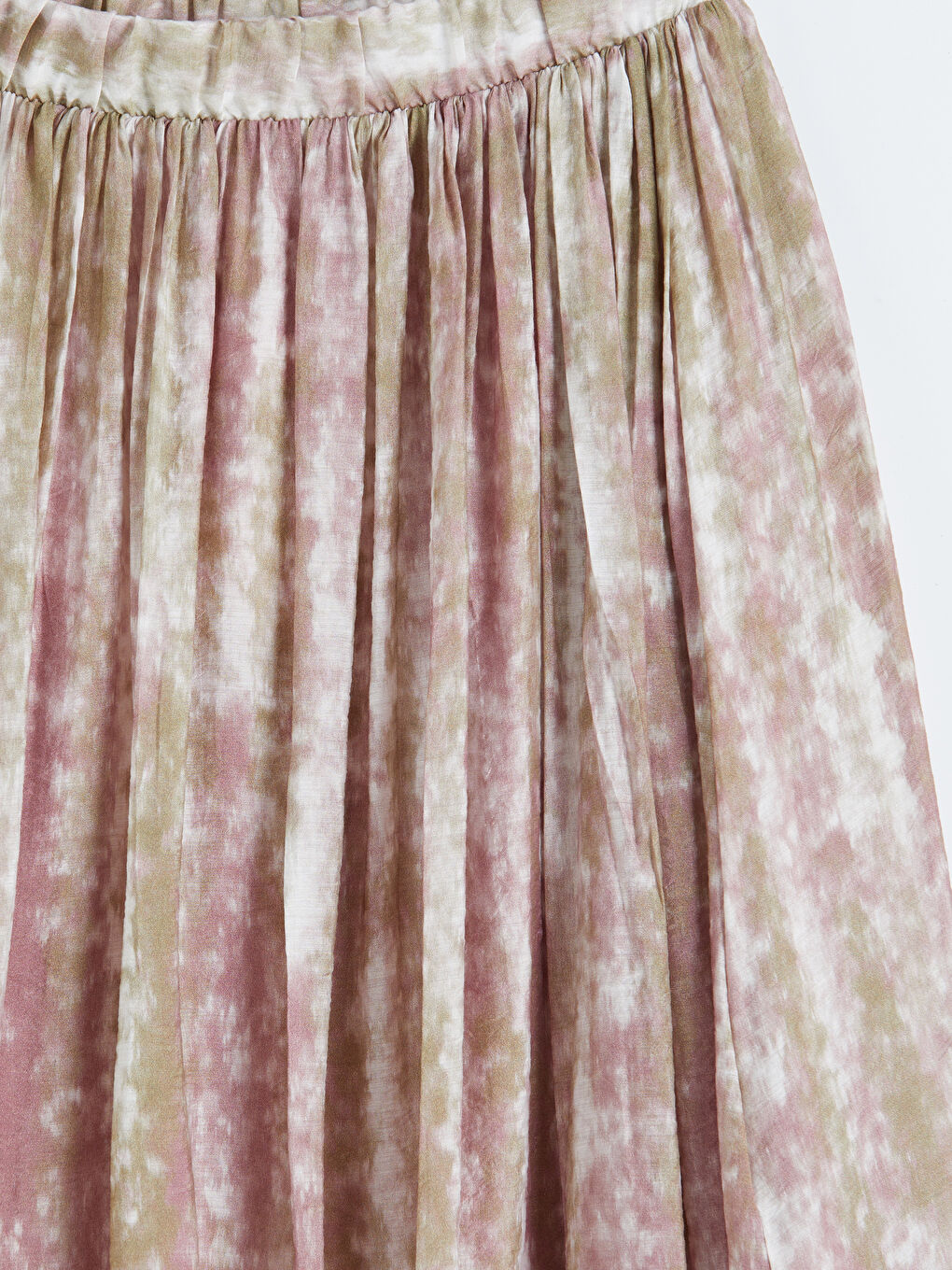 Pembe Beli Lastikli Desenli Kloş Etek-2