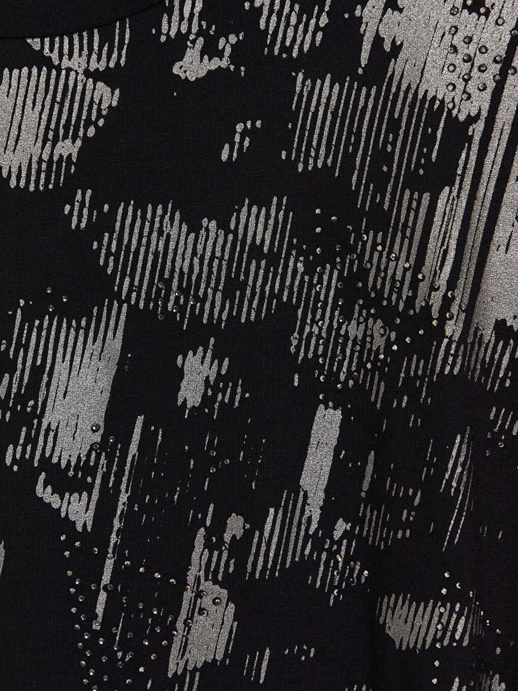 Siyah Bisiklet Yaka Desenli Bluz-2