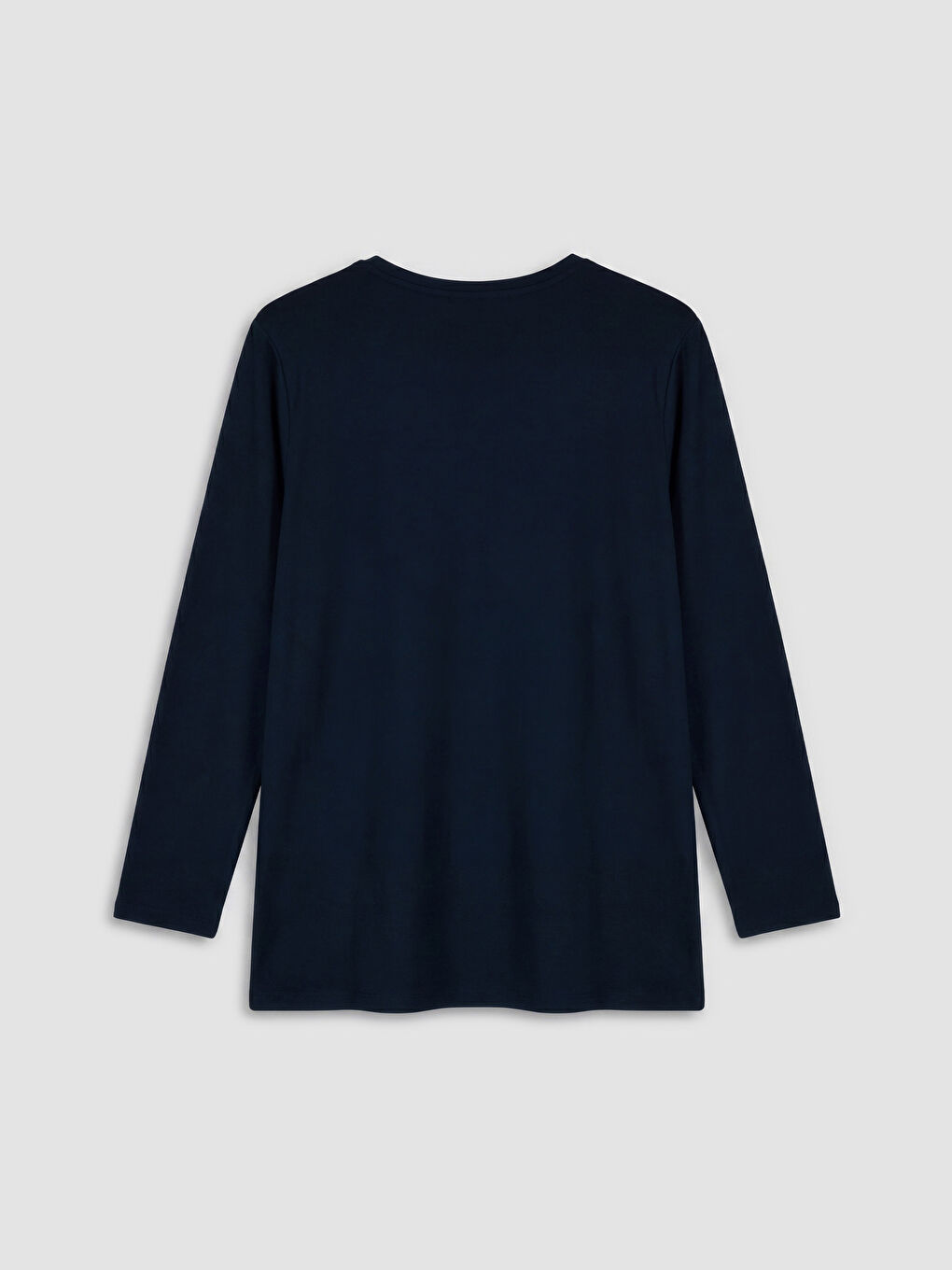 Lacivert Bisiklet Yaka Desenli Bluz-1