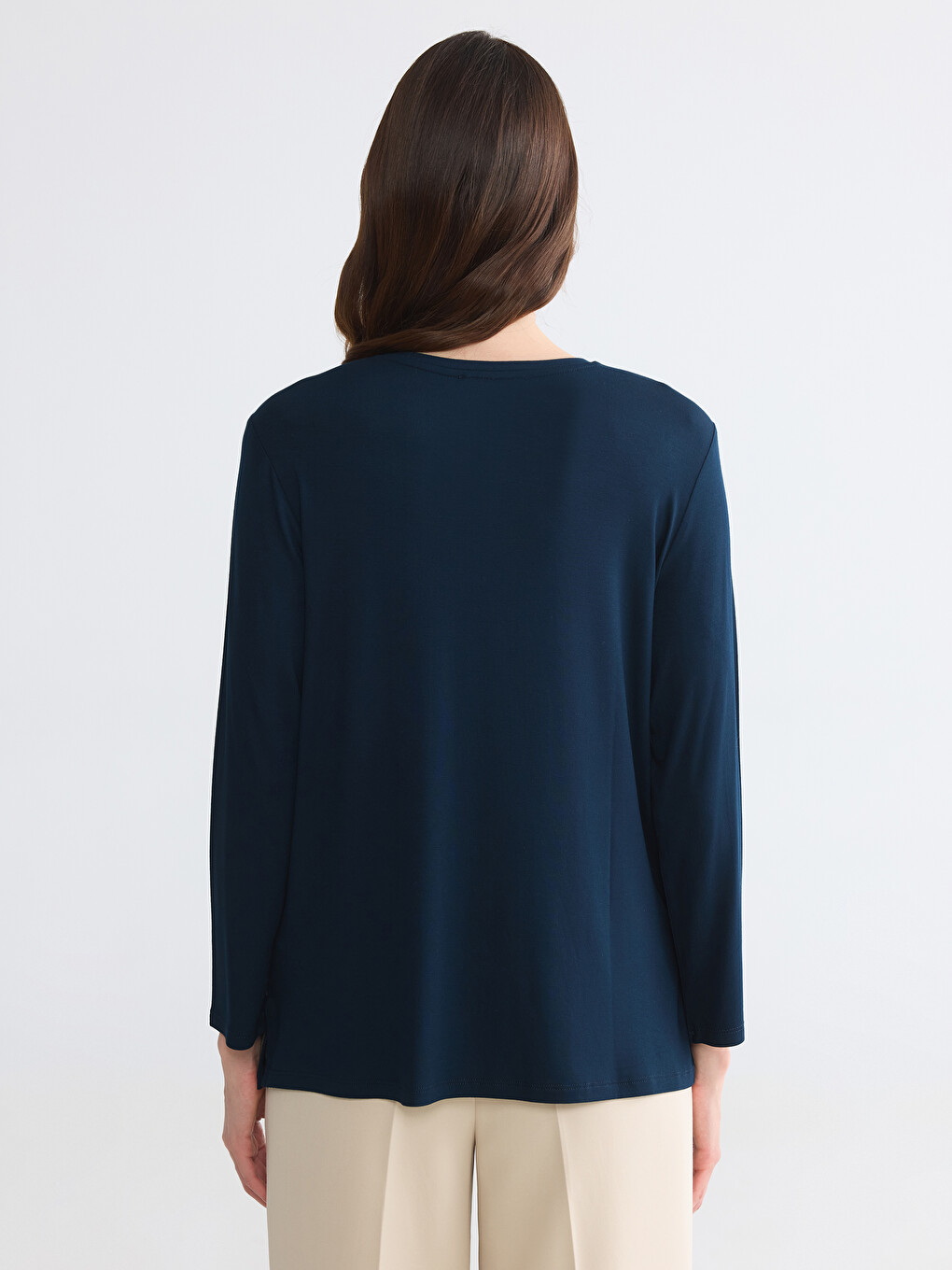 Bluza sa okruglim izrezom sa uzorkom-3