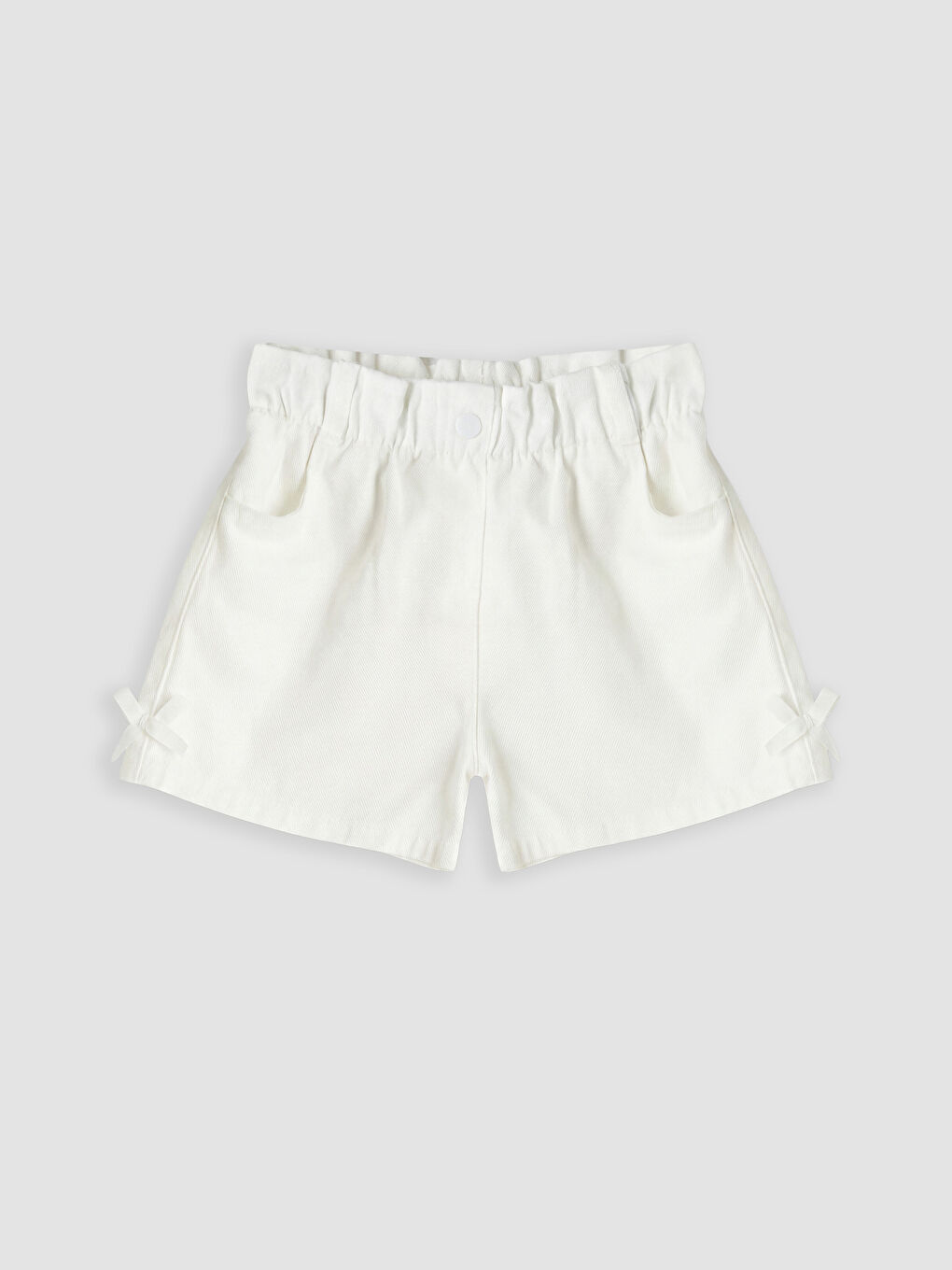 Beyaz Beli Lastikli Kız Çocuk Şort Etek