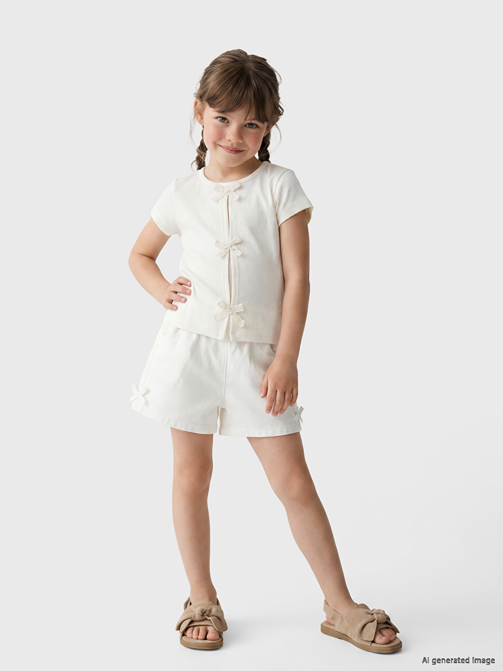 Elastic Waist Girls' Shorts-1