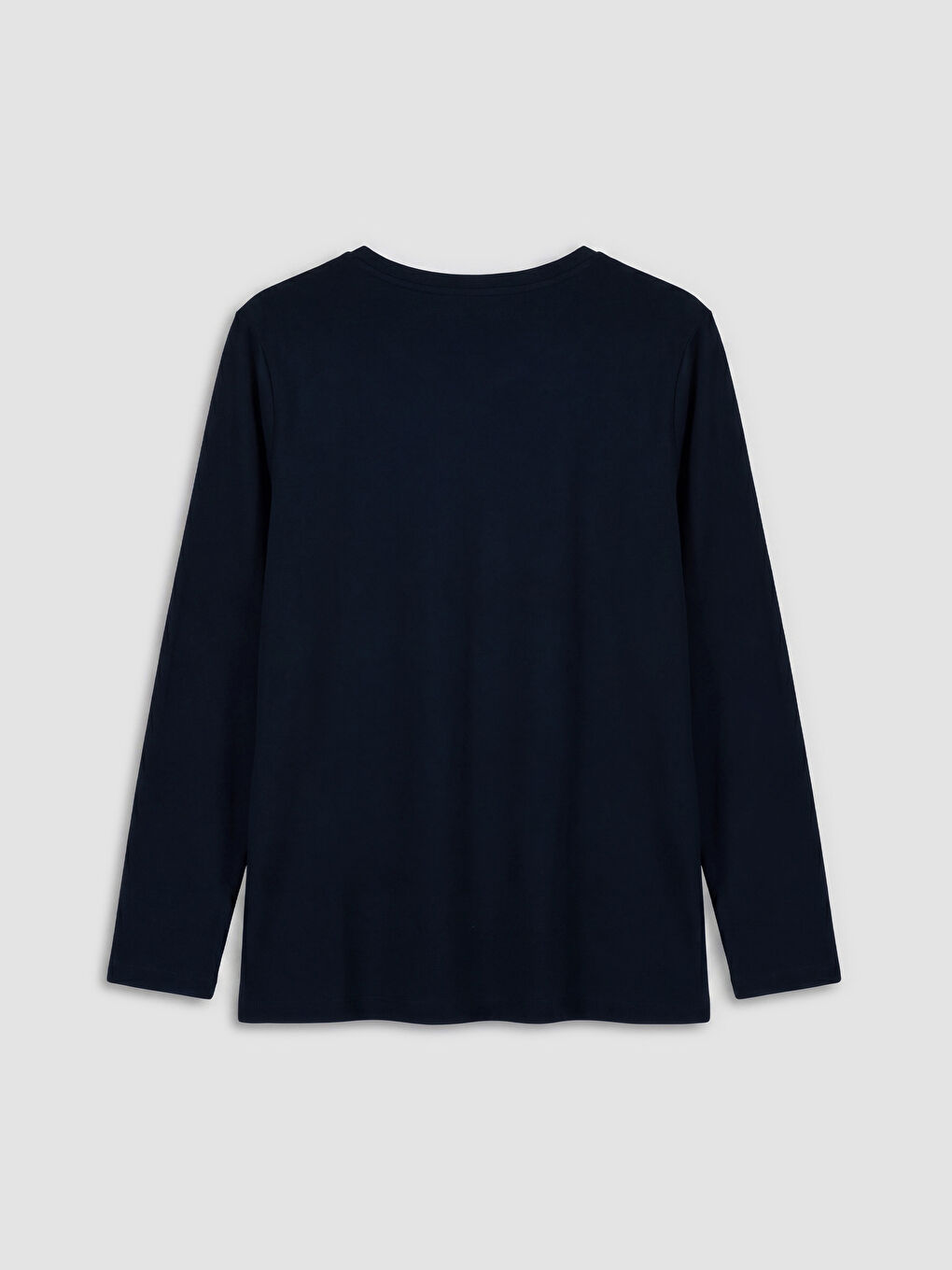 Lacivert Bisiklet Yaka Taşlı Kadın Tişört-1