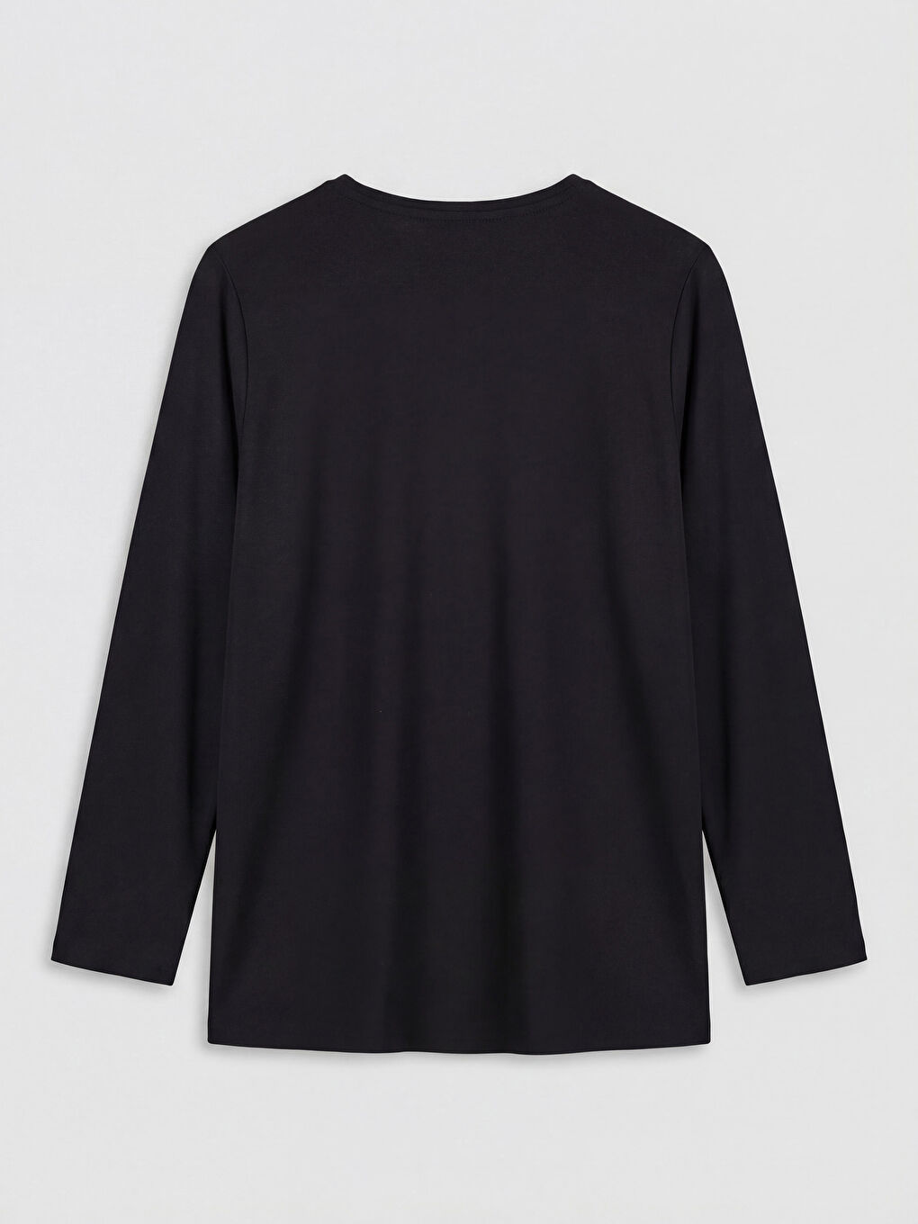 Siyah Bisiklet Yaka Taşlı Kadın Tişört-1