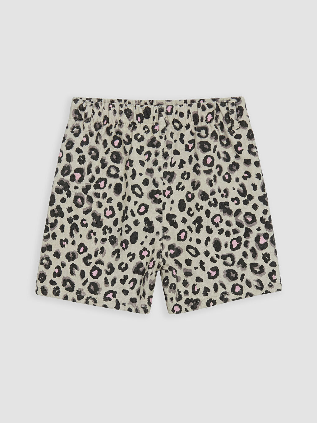 Bej Kız Çocuk Leopar Desenli Gabardin Şort Etek-1