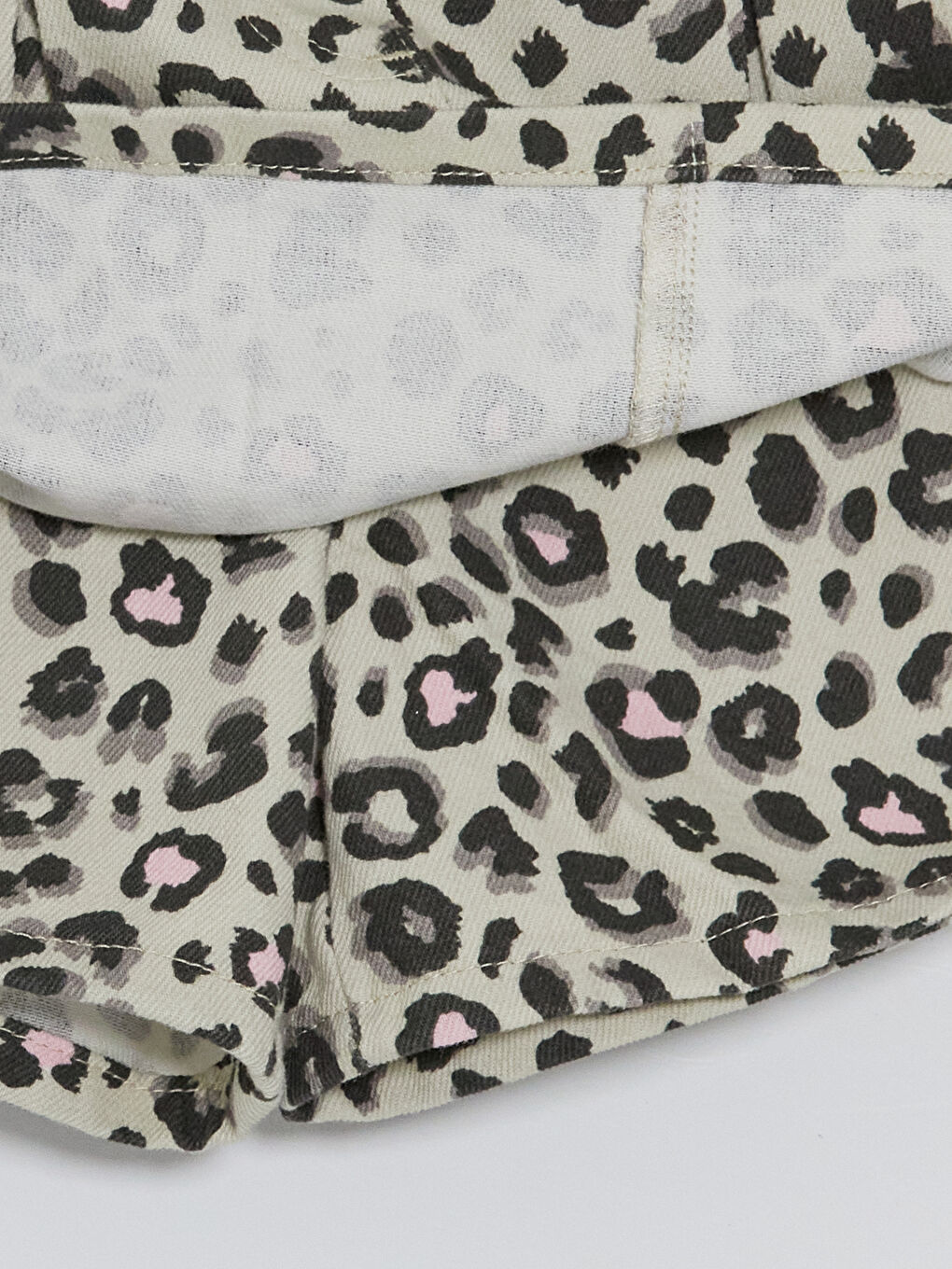Bej Kız Çocuk Leopar Desenli Gabardin Şort Etek-2