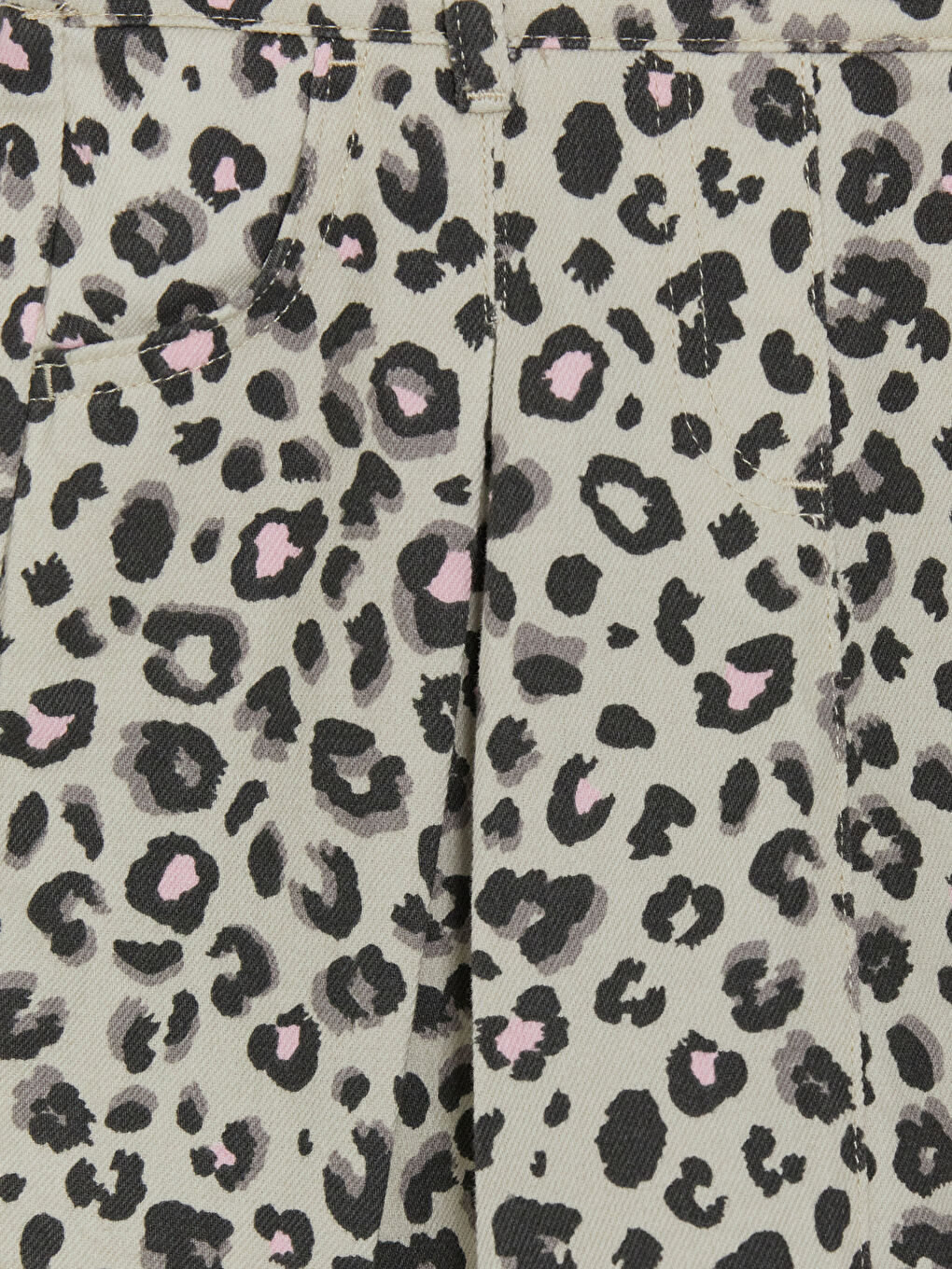 Bej Kız Çocuk Leopar Desenli Gabardin Şort Etek-3