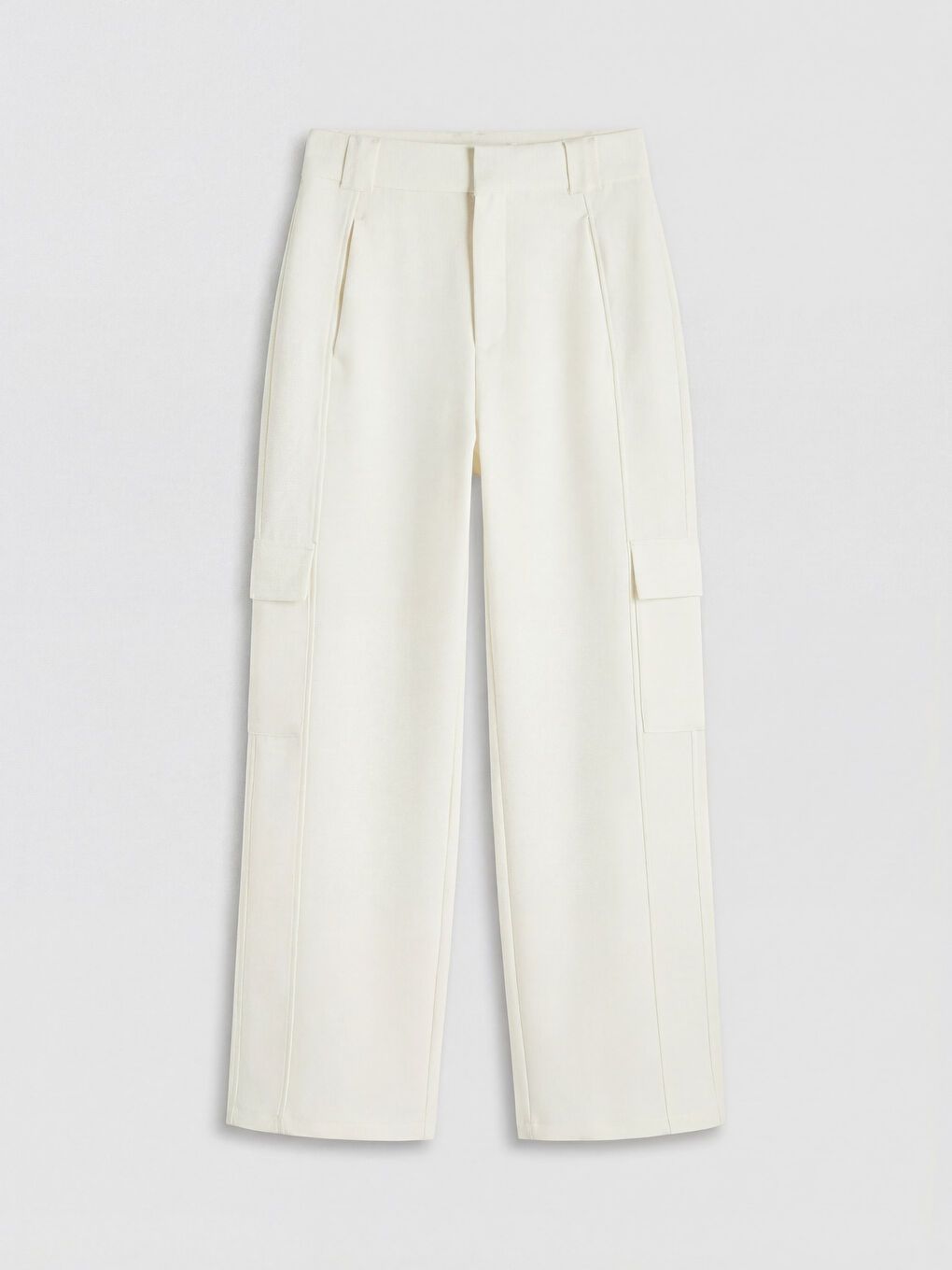 Ekru Regular Fit Kadın Kargo Pantolon