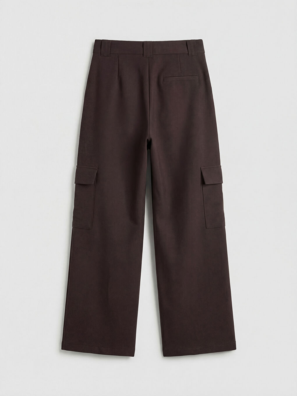 Kahverengi Geniş Paça Kadın Kargo Pantolon-1