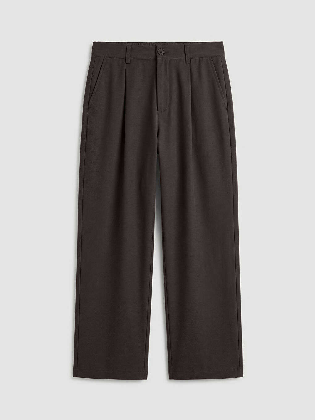 Kahverengi Loose Fit Kadın Pileli Kumaş Pantolon