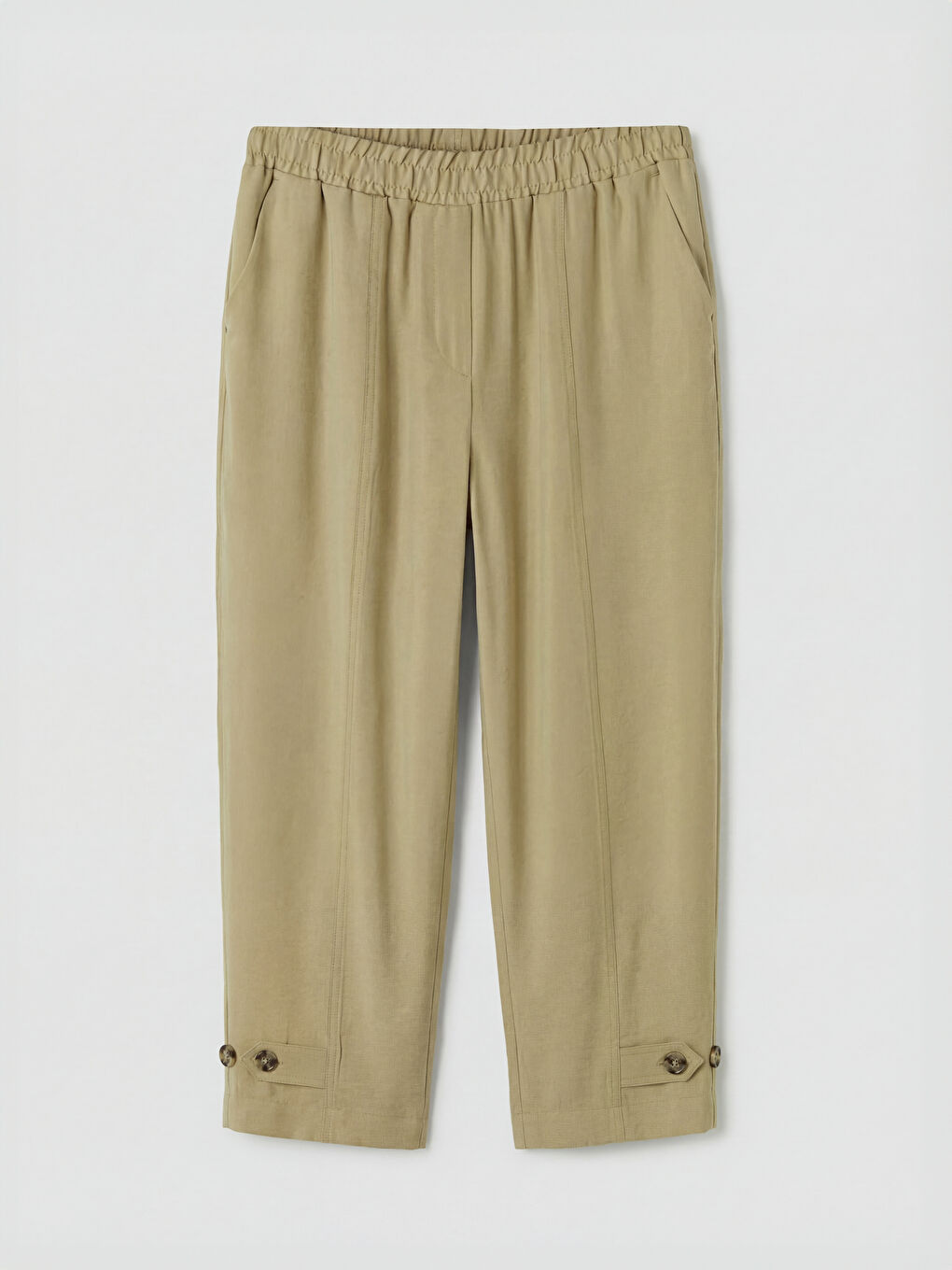 Kahverengi Beli Lastikli Modal Karışımlı Kadın Pantolon