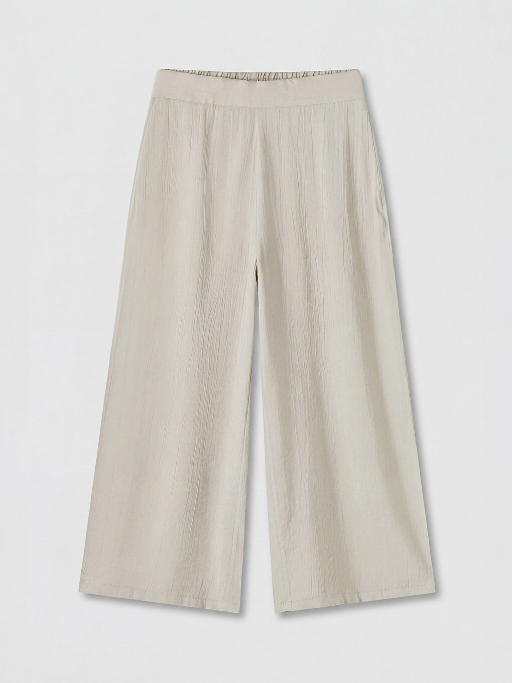 Elastic Waist Textured Women's Capri