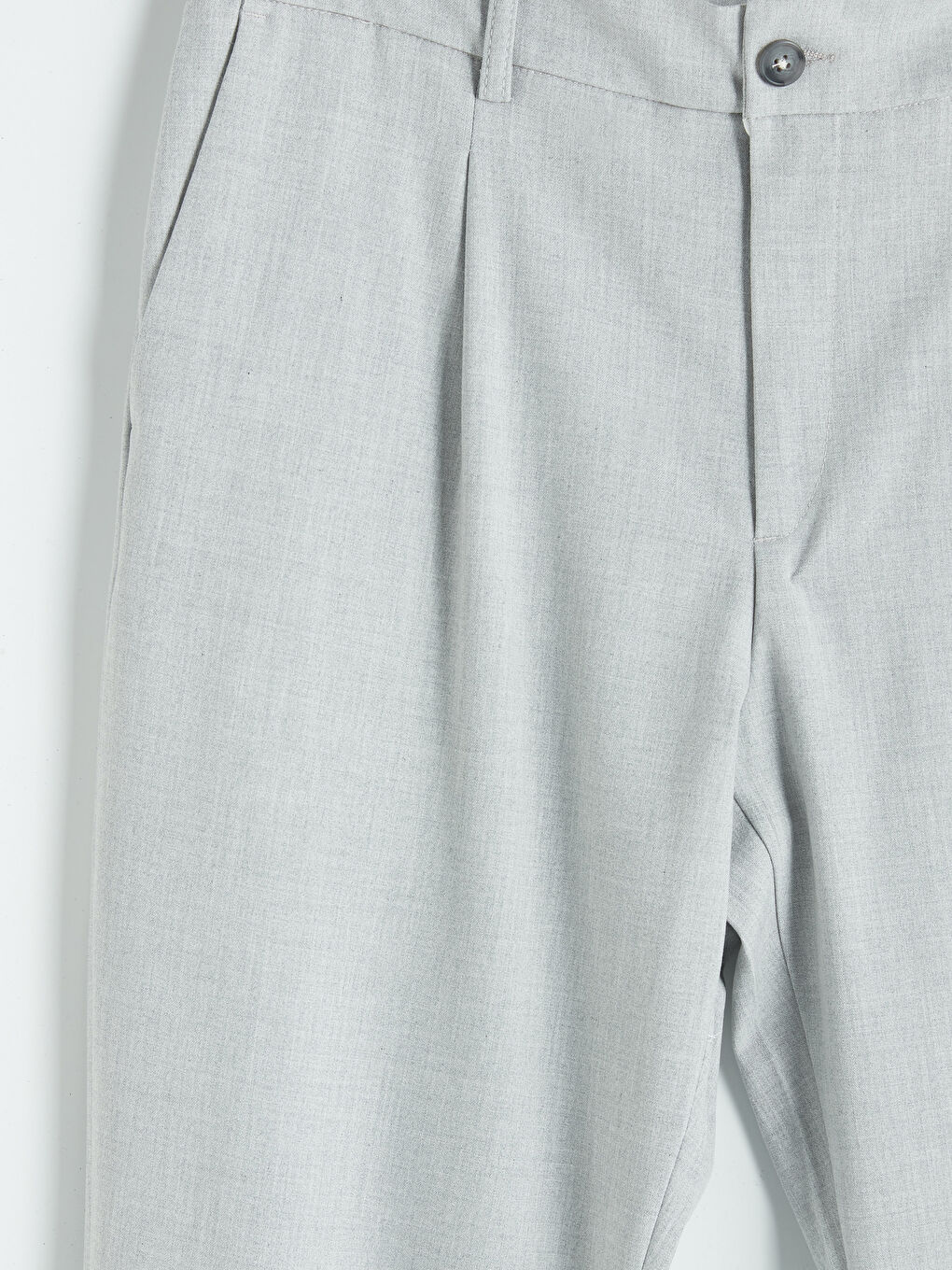 Gri Standart Kalıp Erkek Pileli Pantolon-2