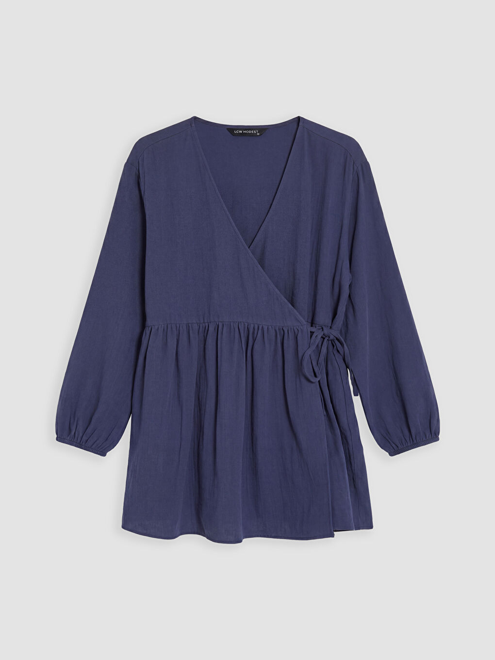Lacivert Kruvaze Yaka Dokulu Kadın Kimono
