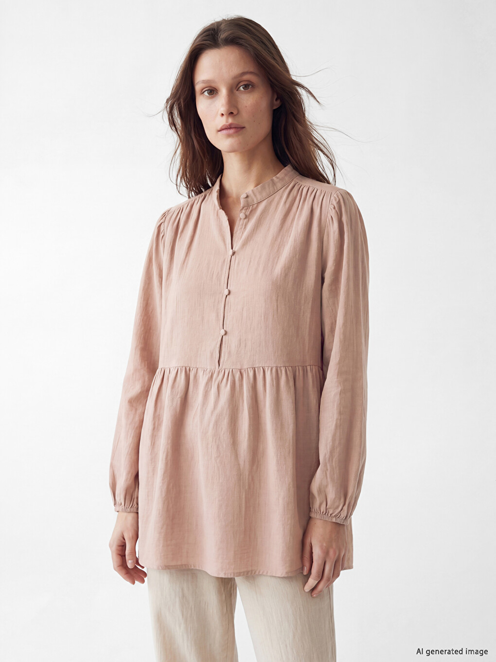 Ruched Women's Muslin Tunic
