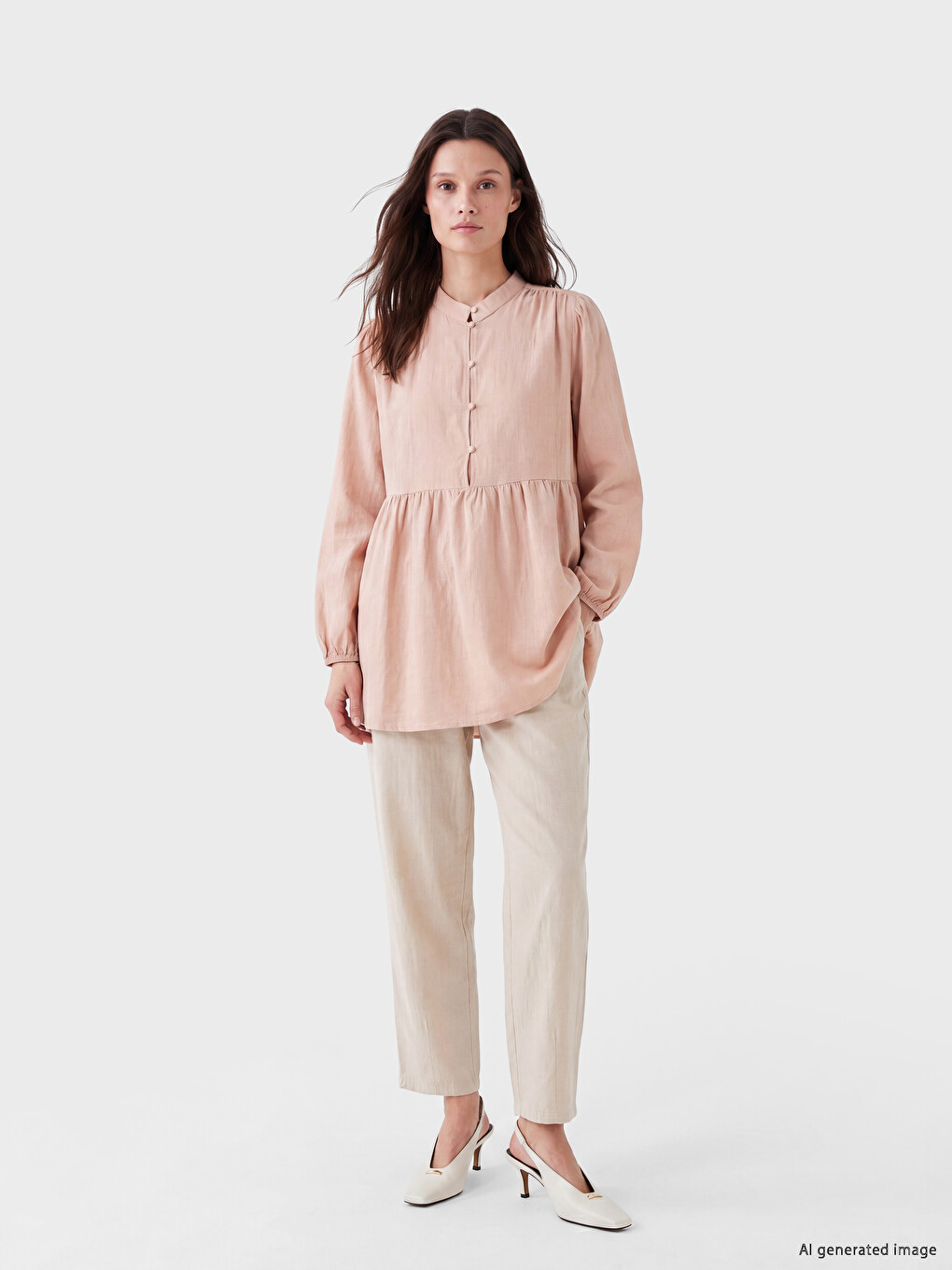 Ruched Women's Muslin Tunic-1