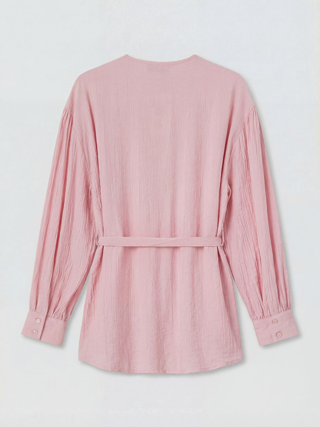 Pembe Krinkle Kadın Gömlek Tunik-1