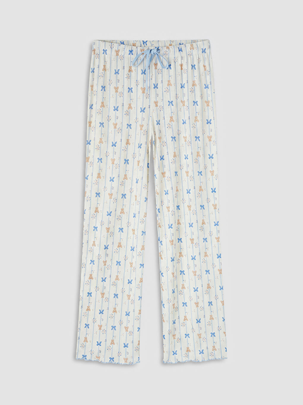 Ekru V Yaka Baskılı Hamile Pijama Takımı-2